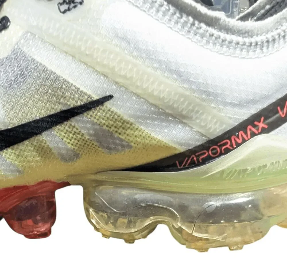 NIKE Air VaporMax 2019 'Pure Platinum Volt Crimson' Running Shoes Size 7